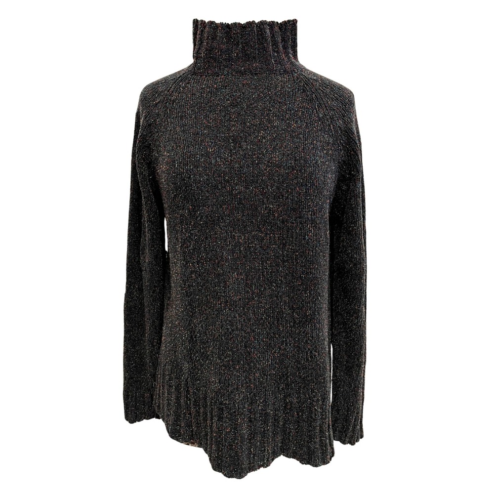 Vintage 90s Black Colorfleck Mock Neck‎ Sweater L Quirky Cottagecore Whimsigoth
